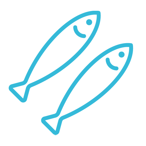 Hellblaues Icon zweiter gleich großer Fische